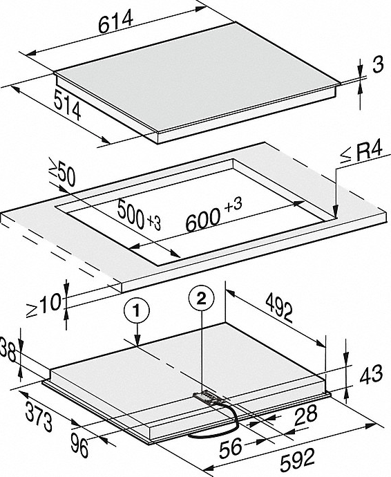 MIELE KM6521FR table de cuisson vitrocéramique - 60cm