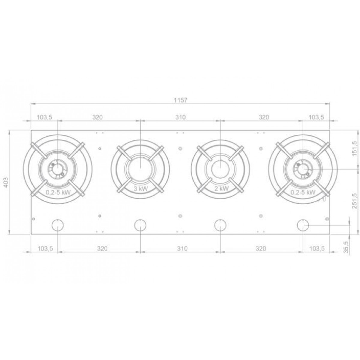 NOVY 56012 table de cuisson au gaz - domino