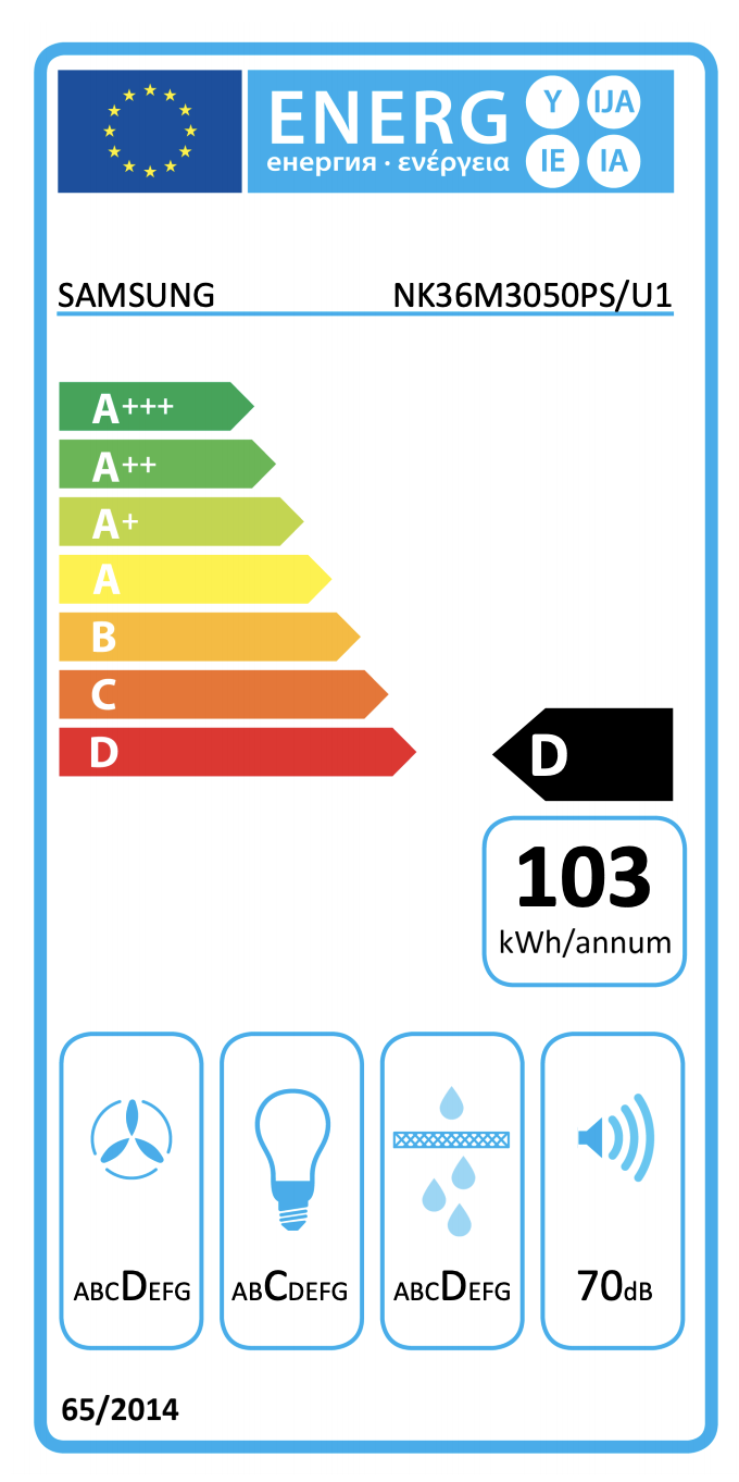 SAMSUNG NK36M3050PS hotte décorative - 90cm