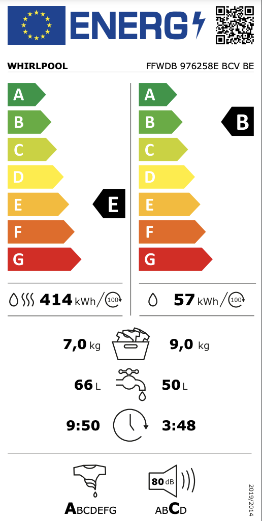 WHIRLPOOL FFWDB976258EBCVBE lave-linge séchant