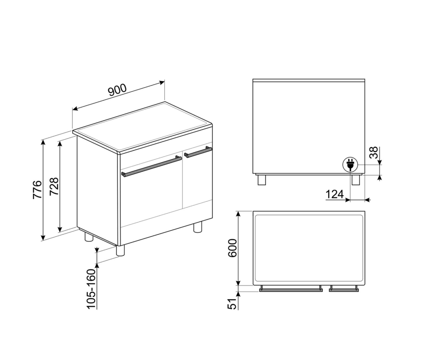 SMEG CX92IM cuisinière avec taque à induction - 90cm