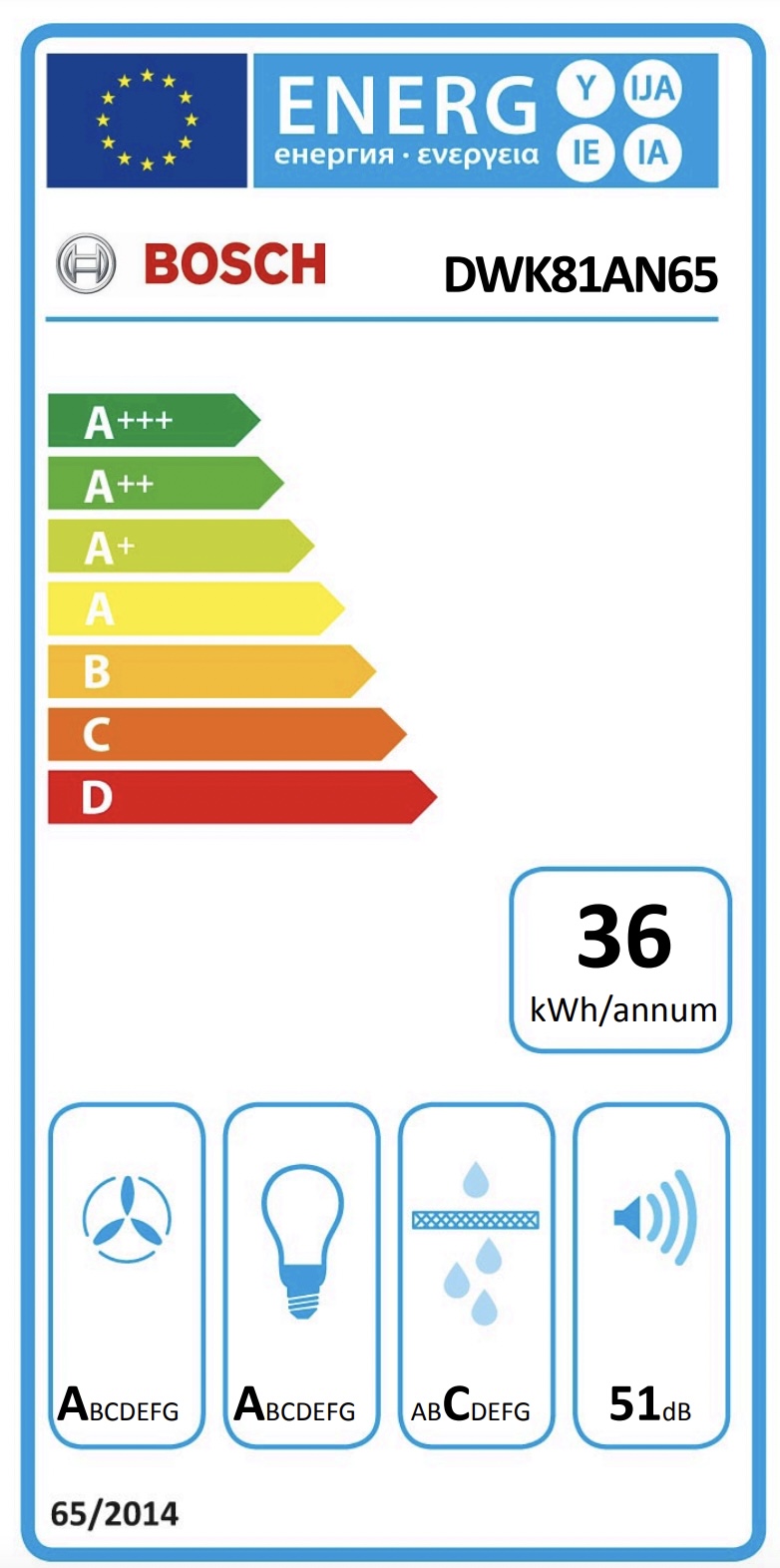 BOSCH DWK81AN65 SERIE 6 hotte murale - 80cm