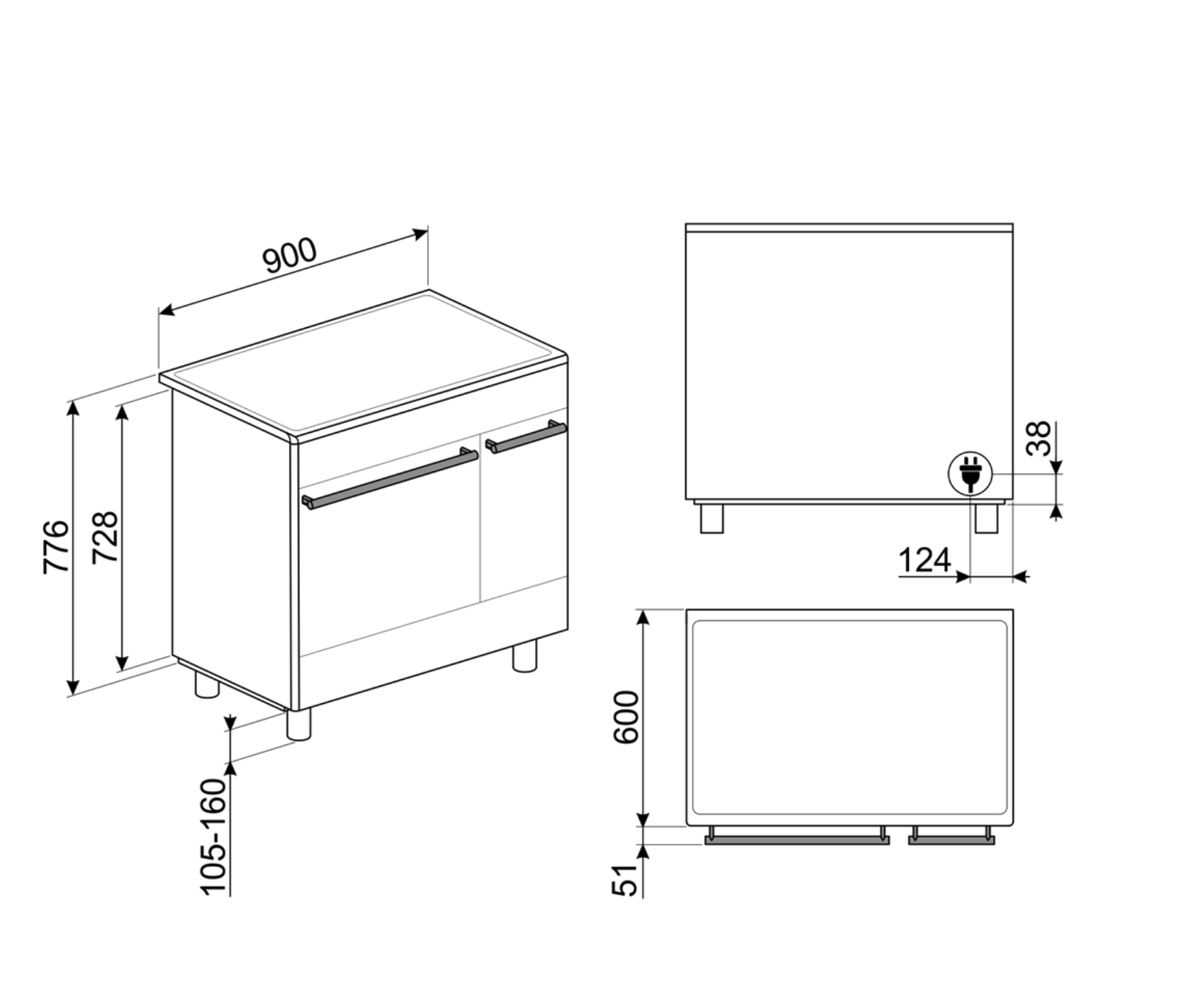 SMEG CG92IANT9 cuisinière avec taque à induction - 90cm