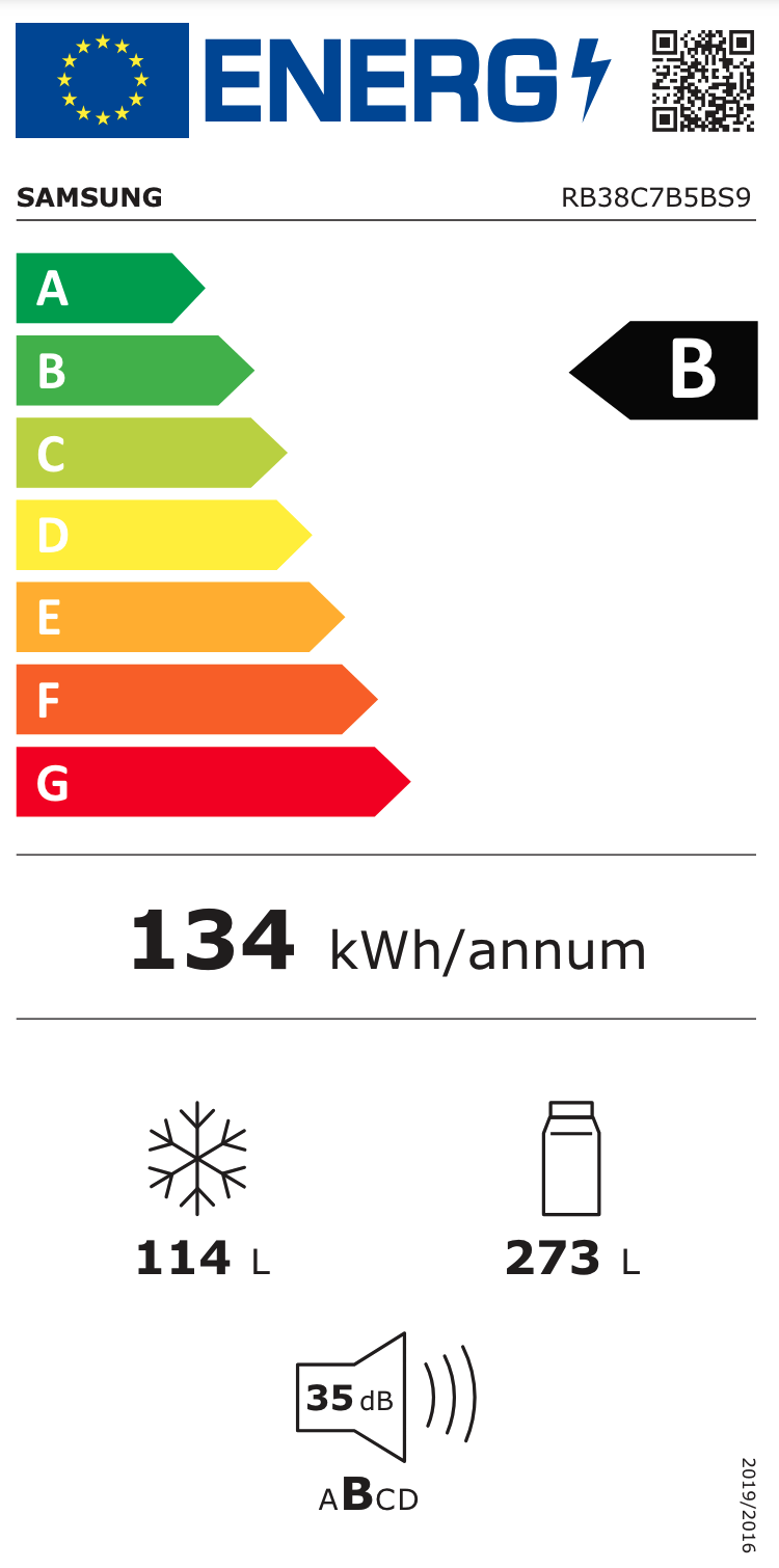 SAMSUNG RB38C7B5BS9/EF combiné réfrigérateur-congélateur pose-libre - 203cm