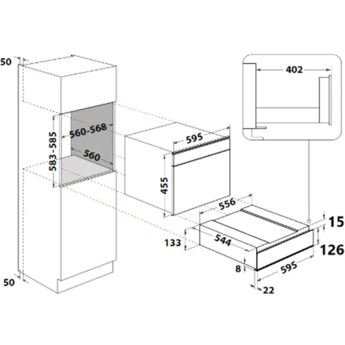 WHIRLPOOL GUD0ASGF tiroir culinaire - 14cm
