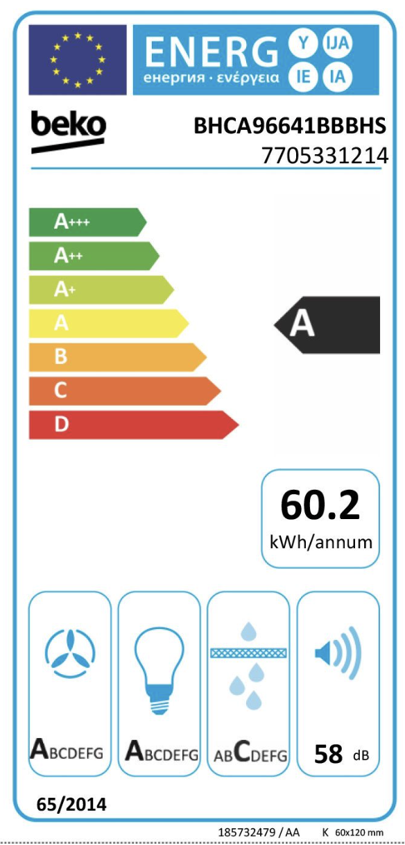 BEKO BHCA96641BBBHS hotte murale - 90cm