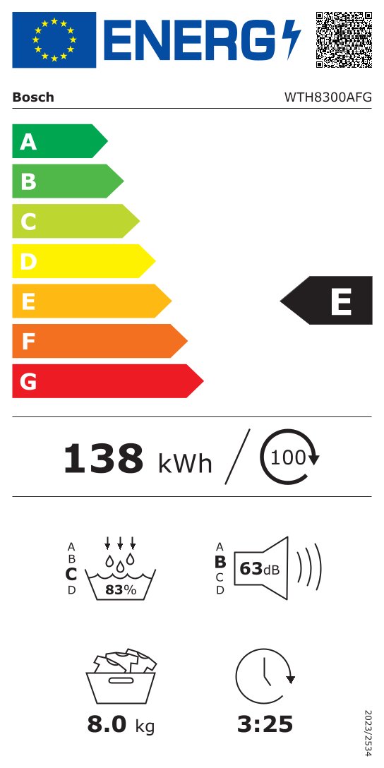 BOSCH WTH8300AFG SERIE 8 seche-linge