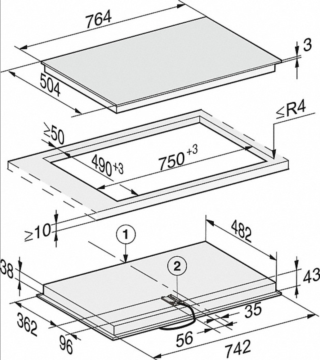 MIELE KM6522FR table de cuisson vitrocéramique - 76cm