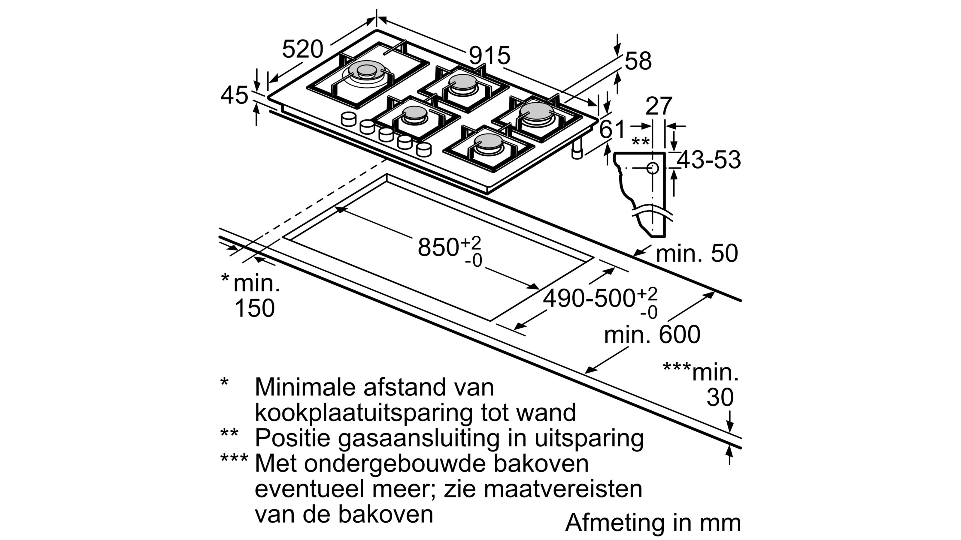 BOSCH PPS9A6B90 SERIE 6 table de cuisson au gaz - 90cm