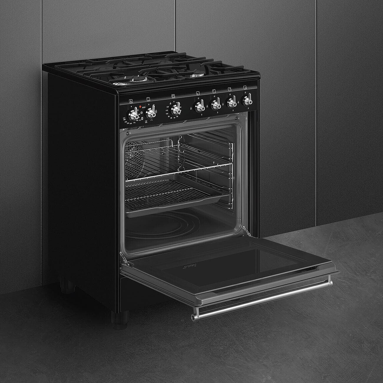 SMEG CX61GMBL cuisinière avec taque à gaz - 60cm