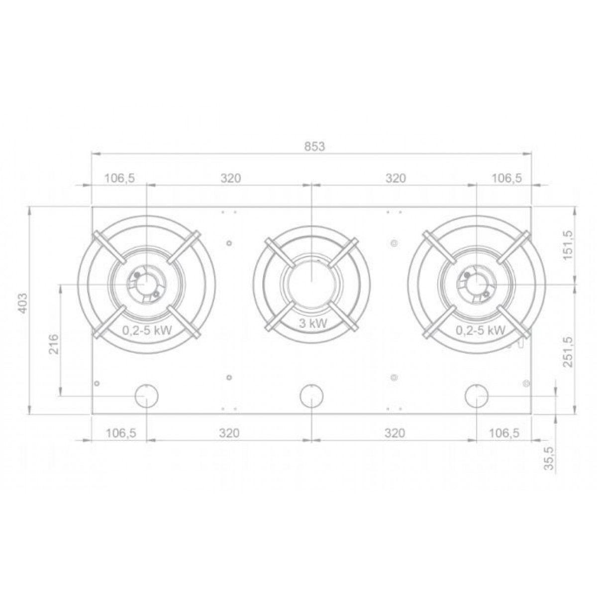 NOVY 56008 table de cuisson au gaz - domino