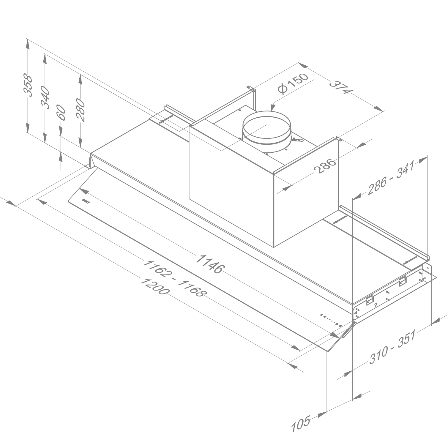 NOVY 8770 Fusion hotte téléscopique - 120cm