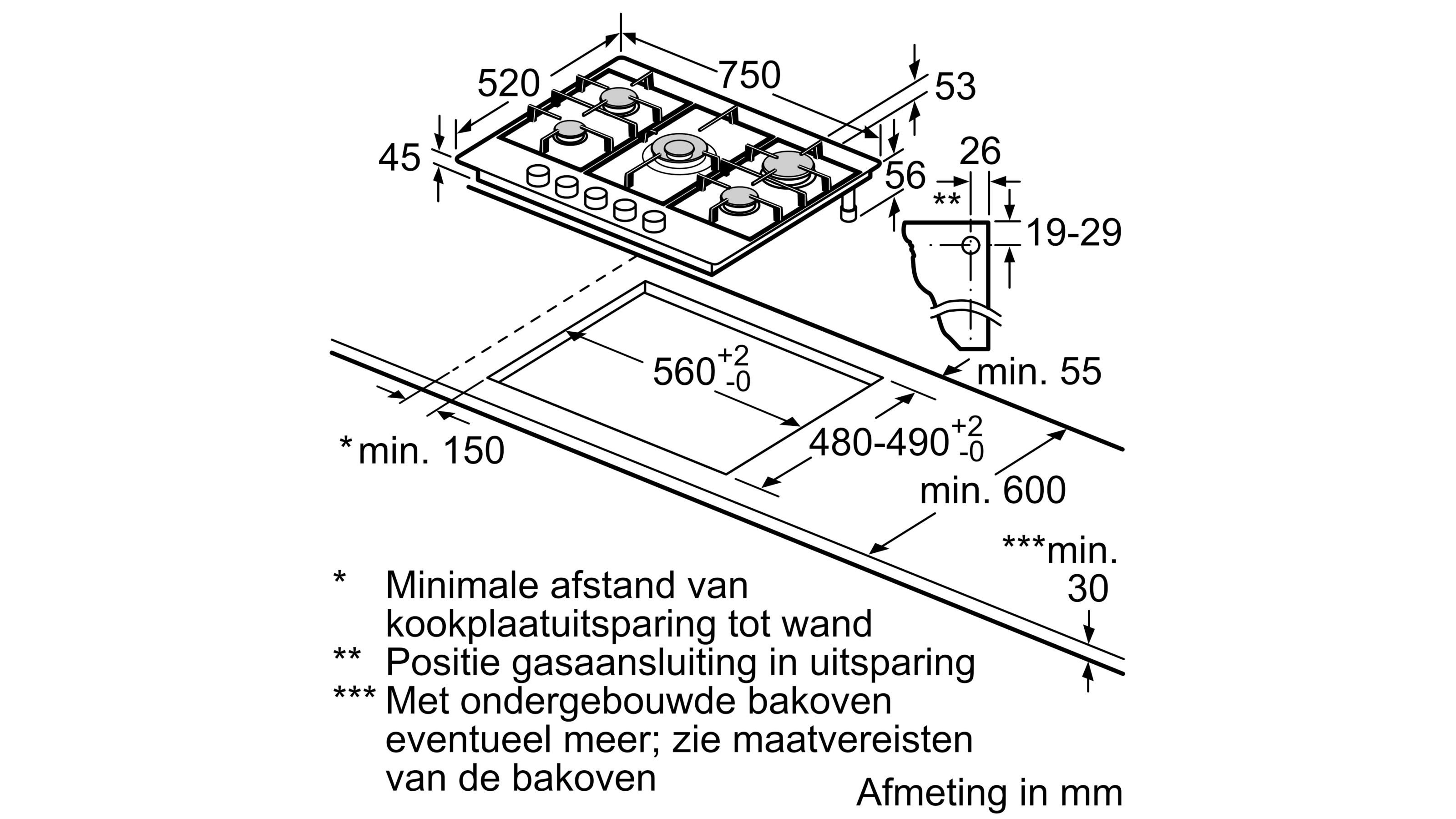 BOSCH PGQ7B5B90 SERIE 4 table de cuisson au gaz - 75cm