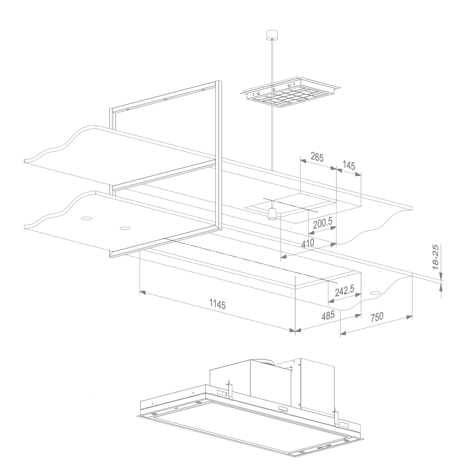 NOVY 15002 hotte îlot - 120cm