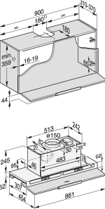 MIELE DAS8930EDST hotte téléscopique - 90cm
