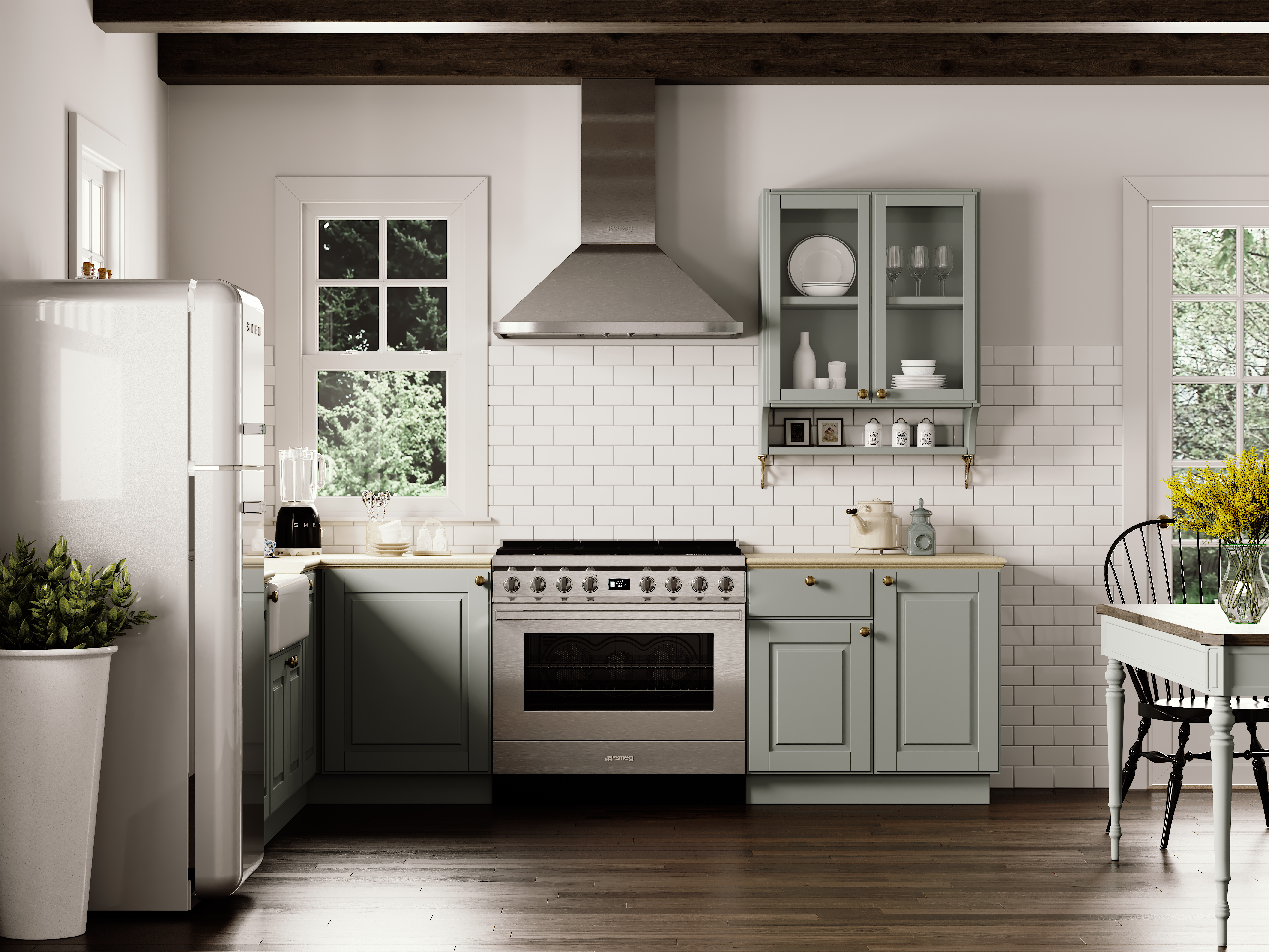 SMEG CPF9GPX cuisinière avec taque à gaz - 90cm