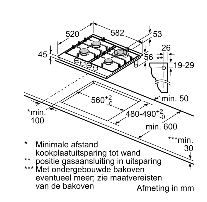 BOSCH PGH6B5K90 SERIE 4 table de cuisson au gaz - 60cm