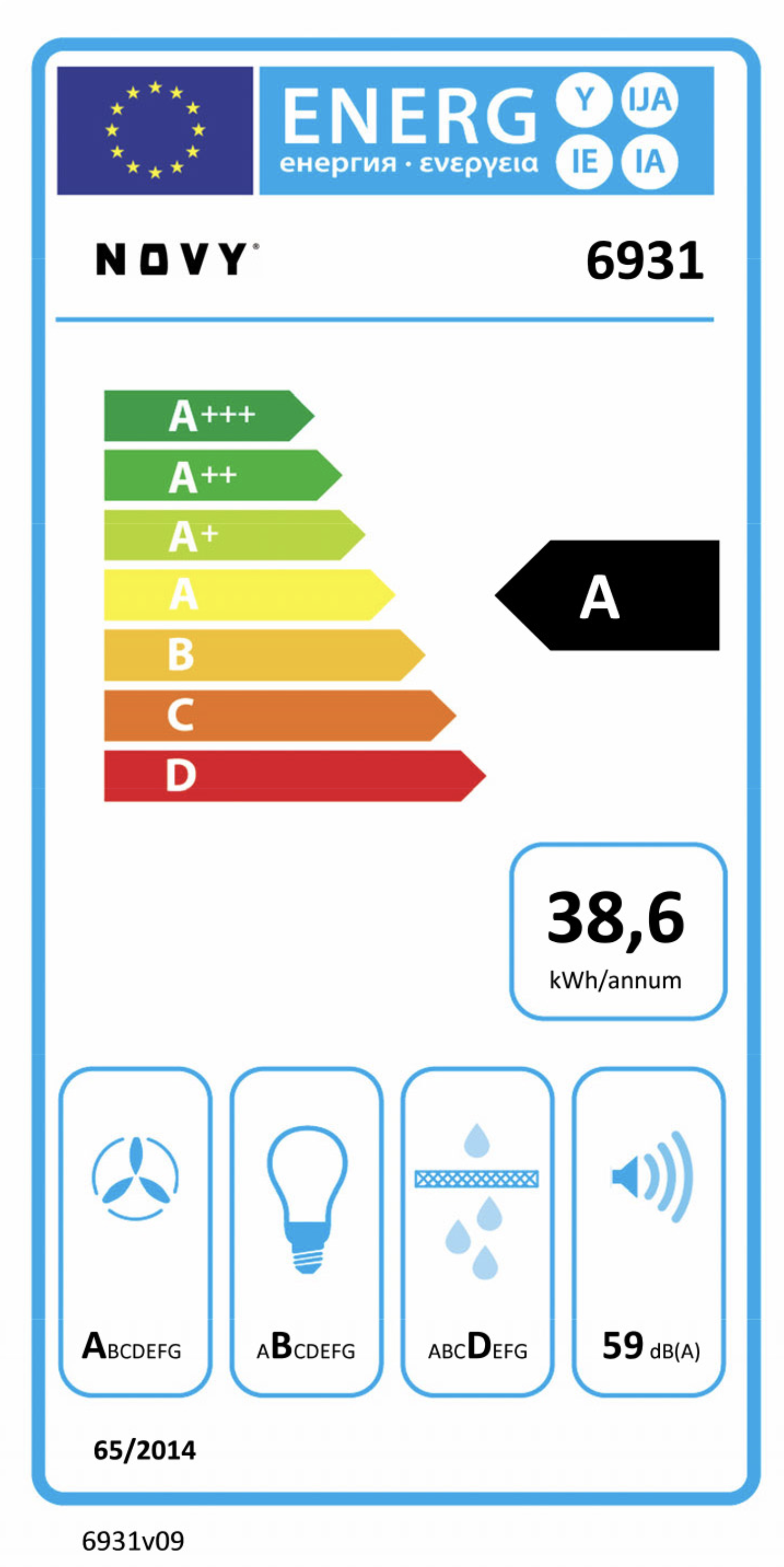 NOVY 6931 Pureline Pro hotte plafonnier - 90cm