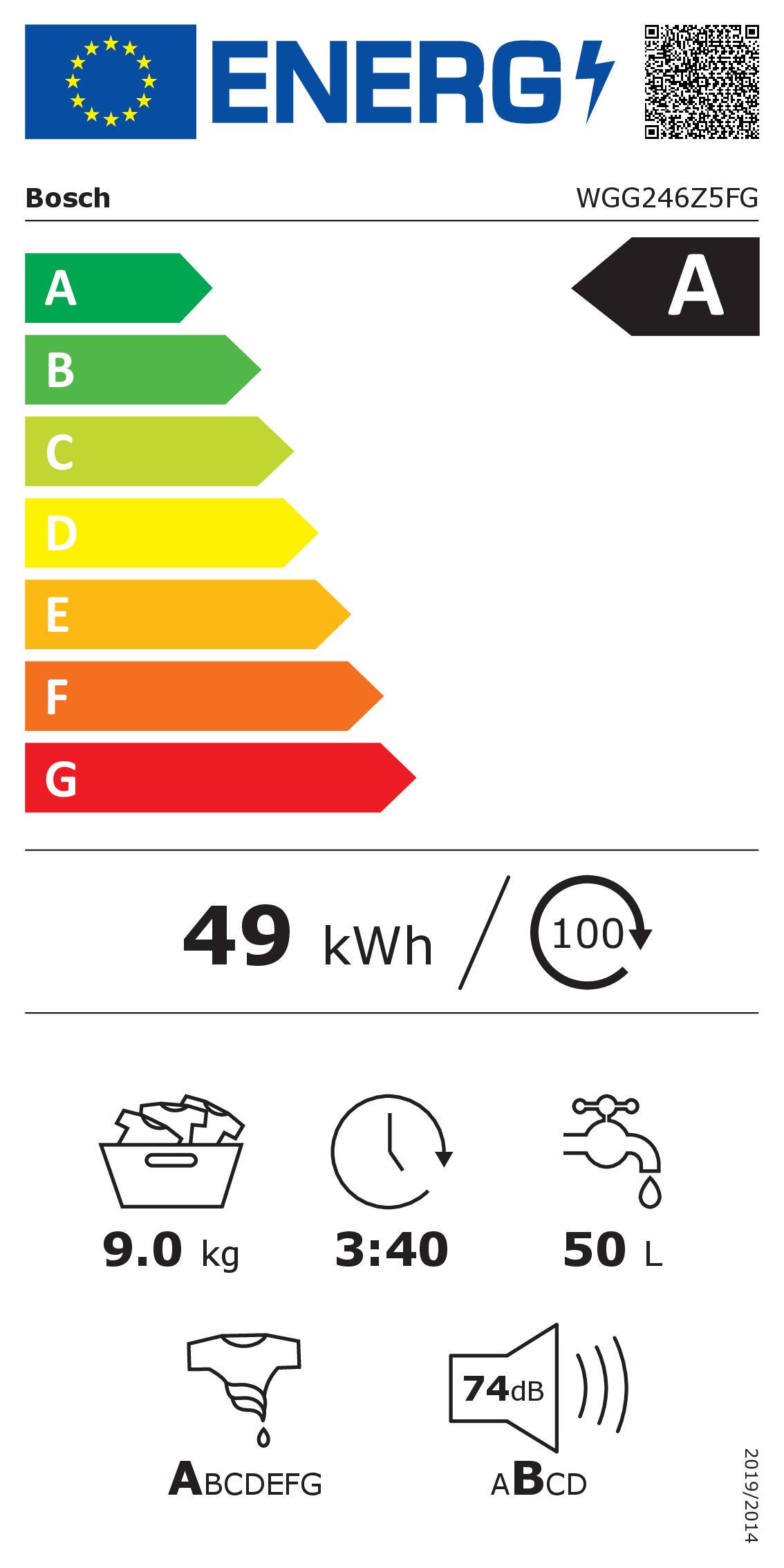 BOSCH WGG246Z5FG SERIE 6 lave-linge