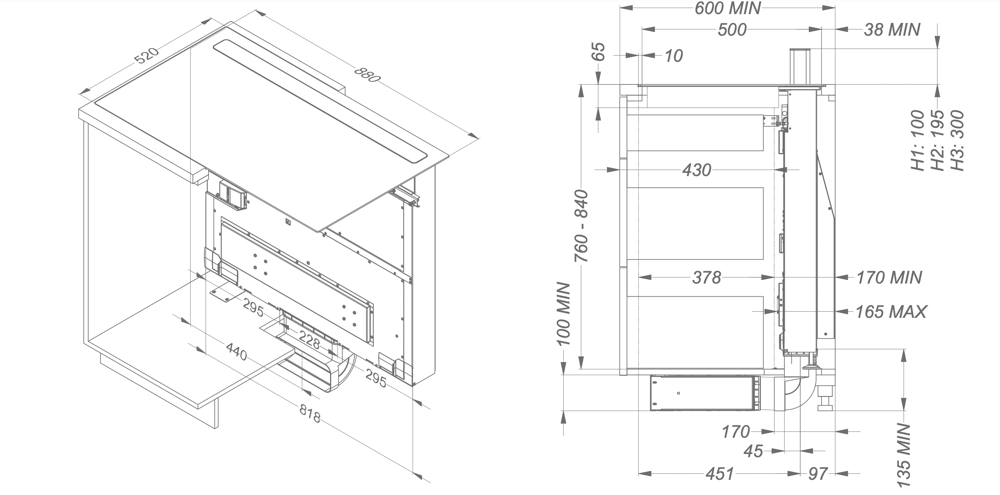 NOVY 1821 table de cuisson avec hotte integrée - 88cm