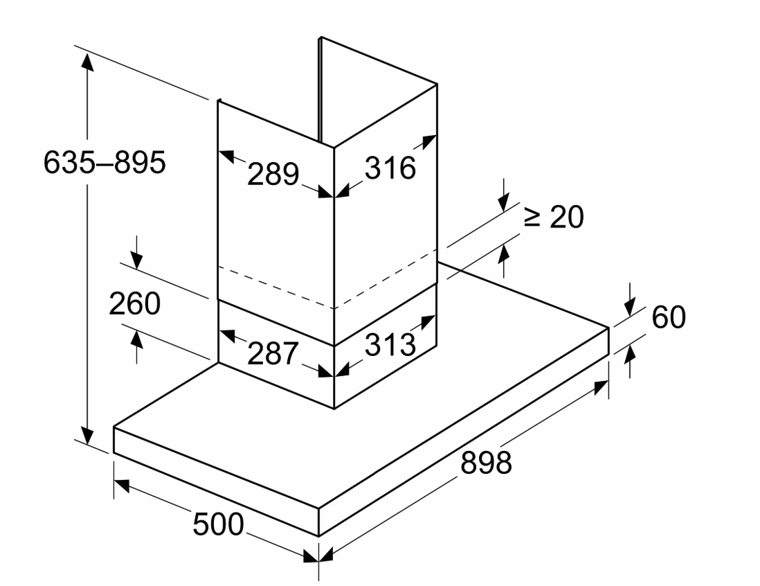 BOSCH DWB97DN65 hotte décorative - 90cm