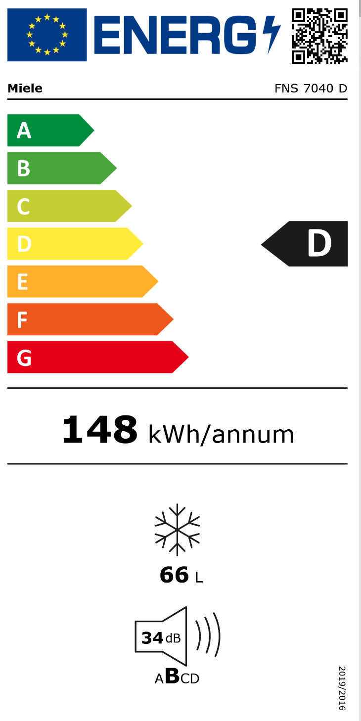 MIELE FNS7040D congélateur encastrable - 72cm