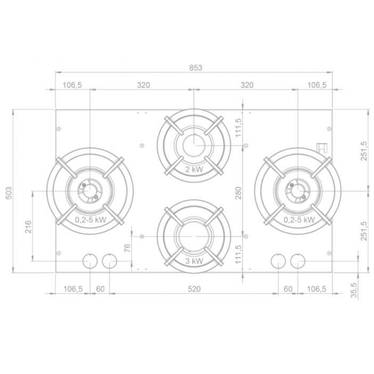 NOVY 56010 table de cuisson au gaz - domino