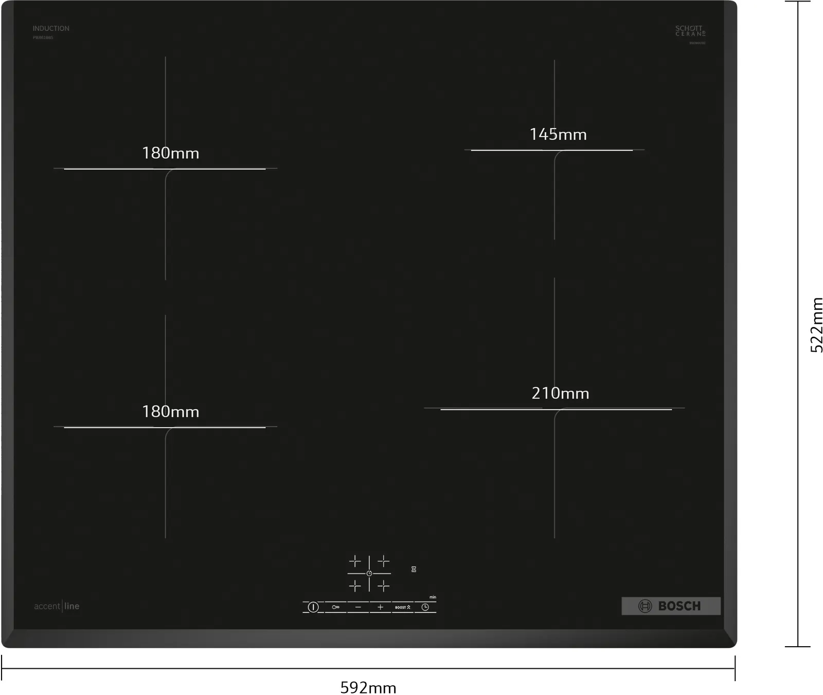 BOSCH PIE631HC1M SERIE 6 table de cuisson à induction - 60cm