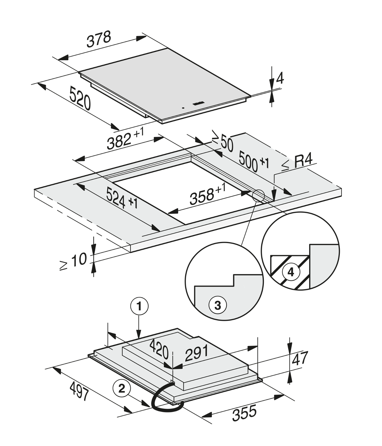 MIELE CS7612FL SMARTLINE table de cuisson à induction - domino