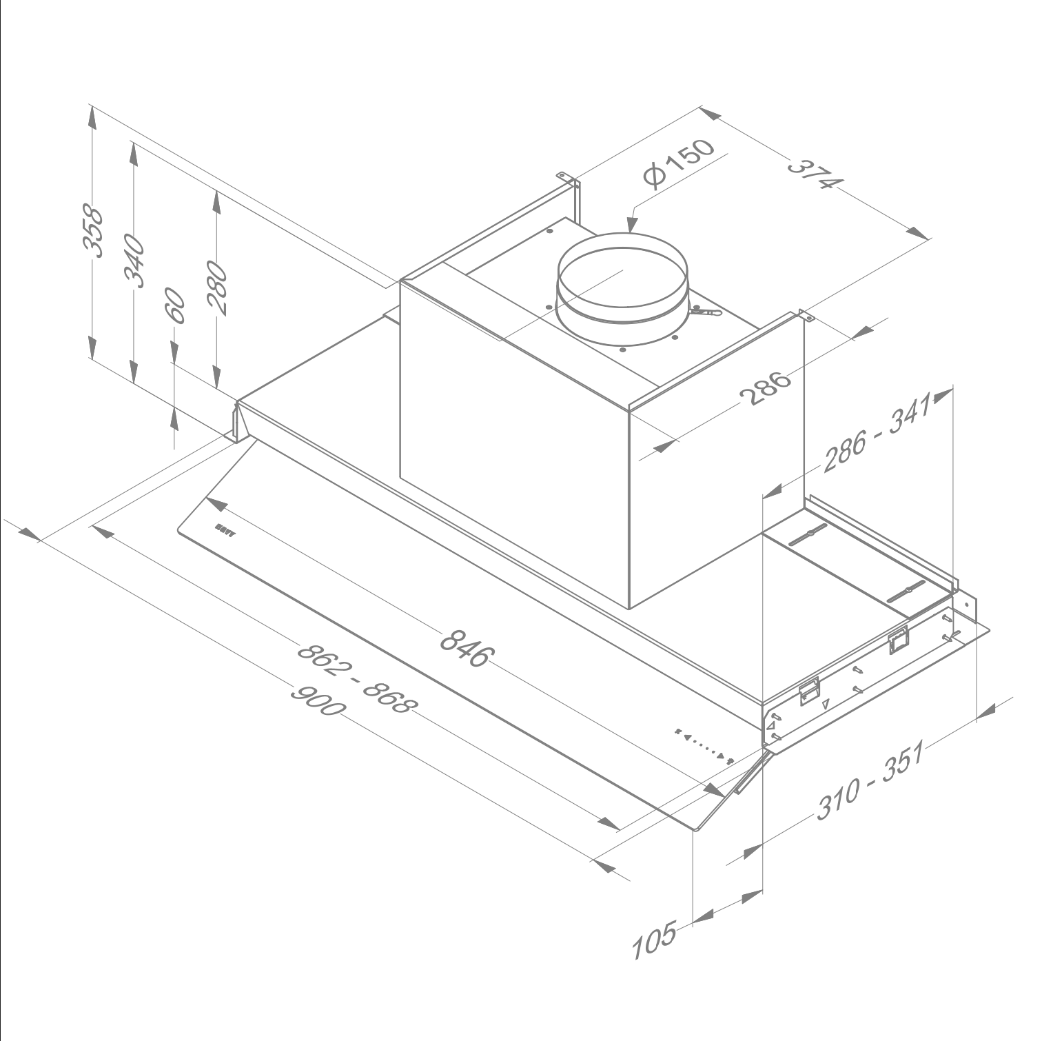 NOVY 8741 Fusion hotte téléscopique - 90cm