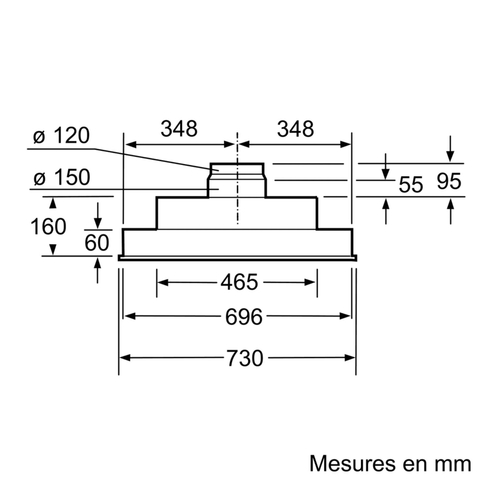 BOSCH DHL755BL SERIE 4 groupe d'extraction - 70cm
