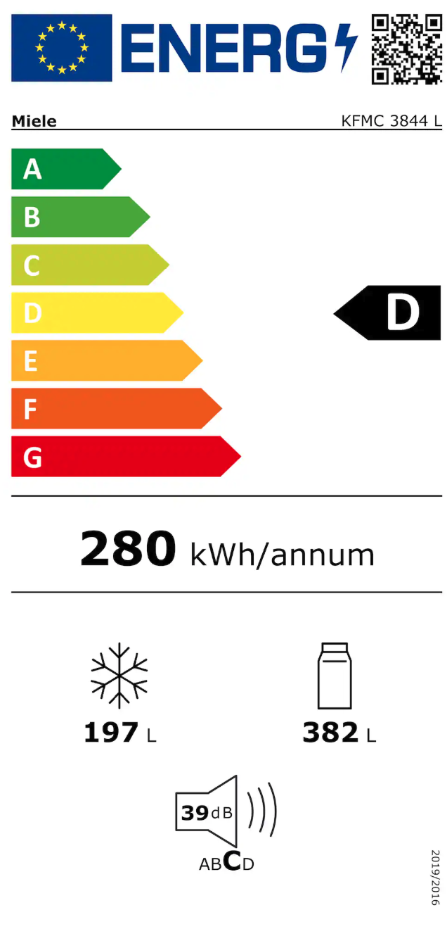MIELE KFMC3844L combiné réfrigérateur-congélateur - 213cm