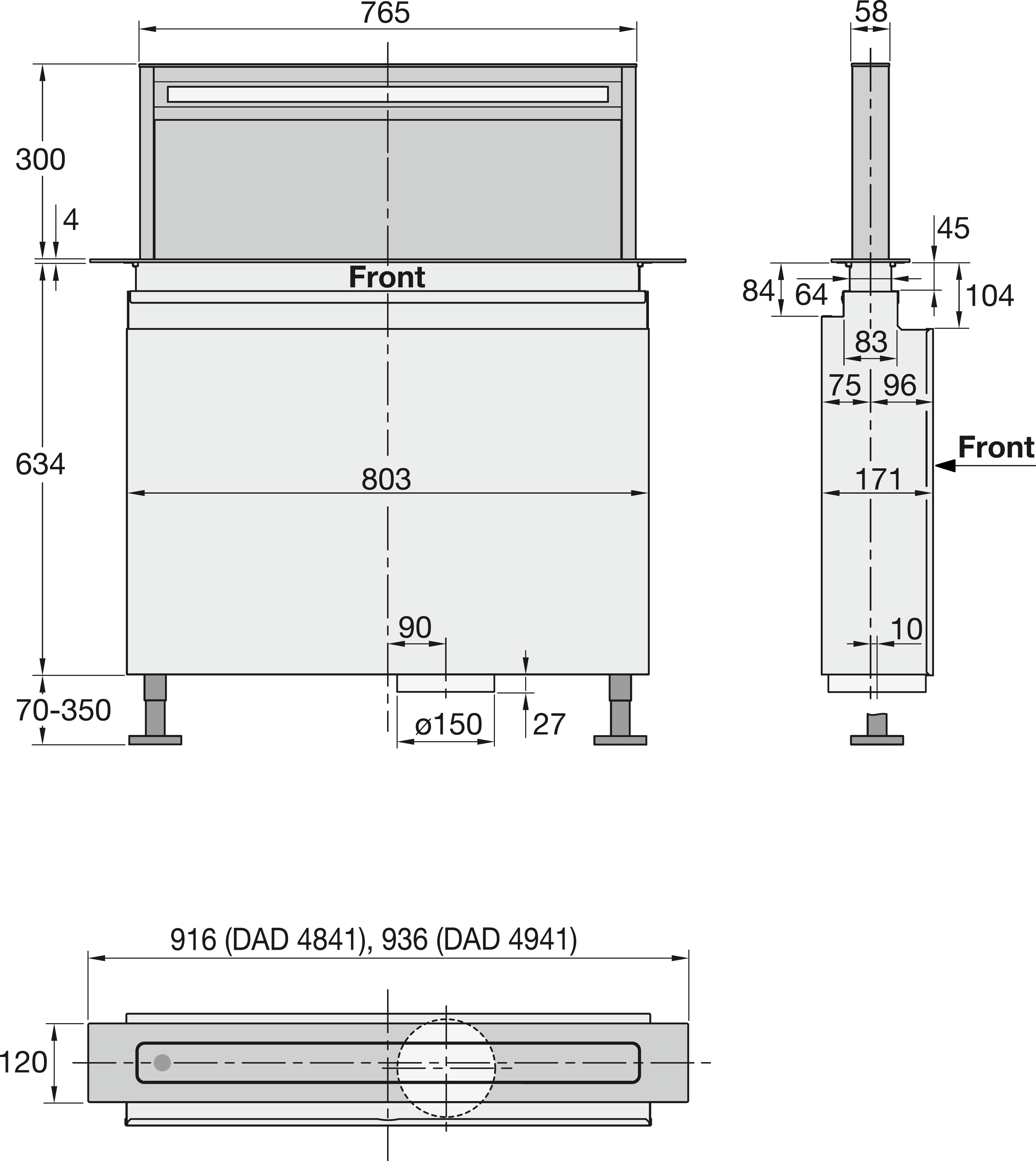 MIELE DAD4941MASW hotte plan de travail - 90cm