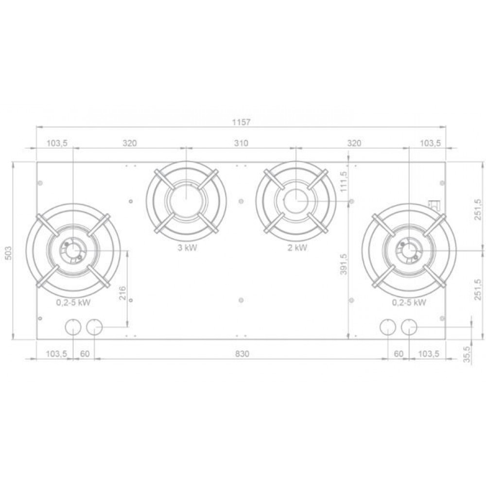 NOVY 56014 table de cuisson au gaz - domino