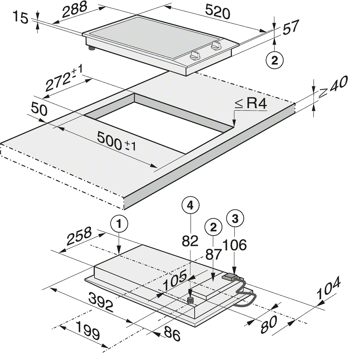 MIELE CS1012-2 PROLINE table de cuisson au gaz - domino