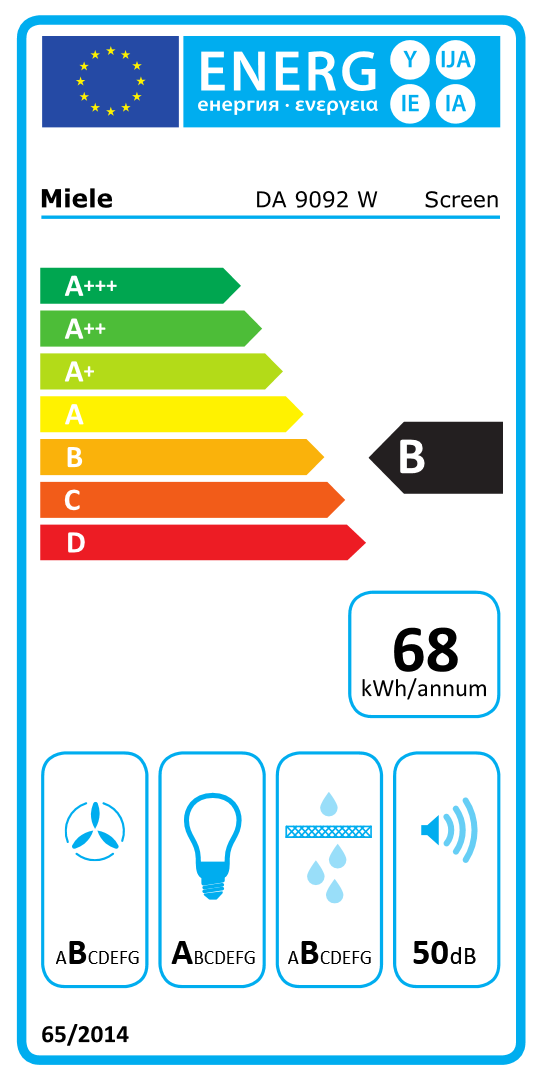 MIELE DA9092WOBSW hotte décorative - 70cm