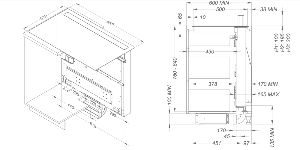 NOVY 1831 table de cuisson avec hotte integrée - 88cm