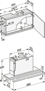 MIELE DAS4920EDST hotte téléscopique - 90cm