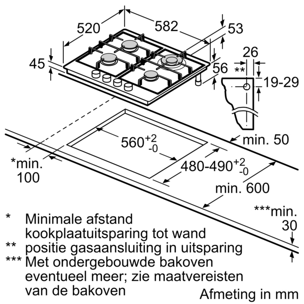 SIEMENS EC6A5HI90 IQ500 table de cuisson au gaz - 60cm