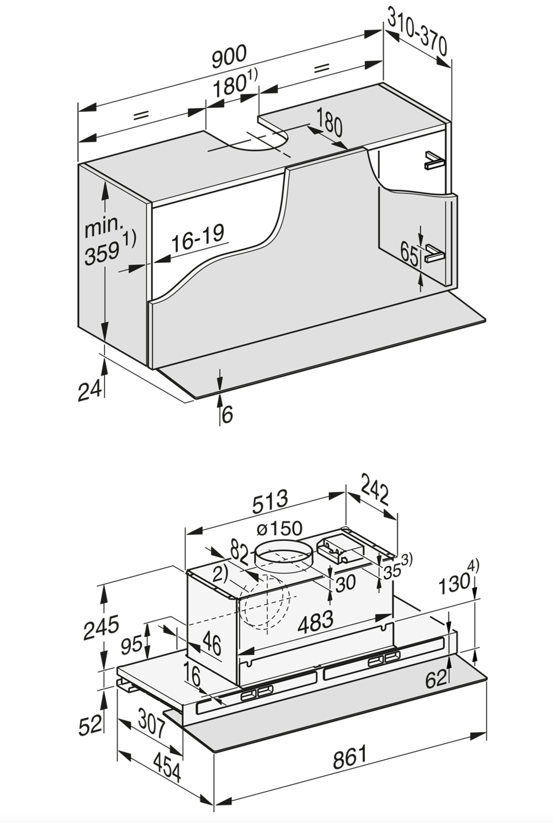 MIELE DAS4940GLTR hotte téléscopique - 90cm
