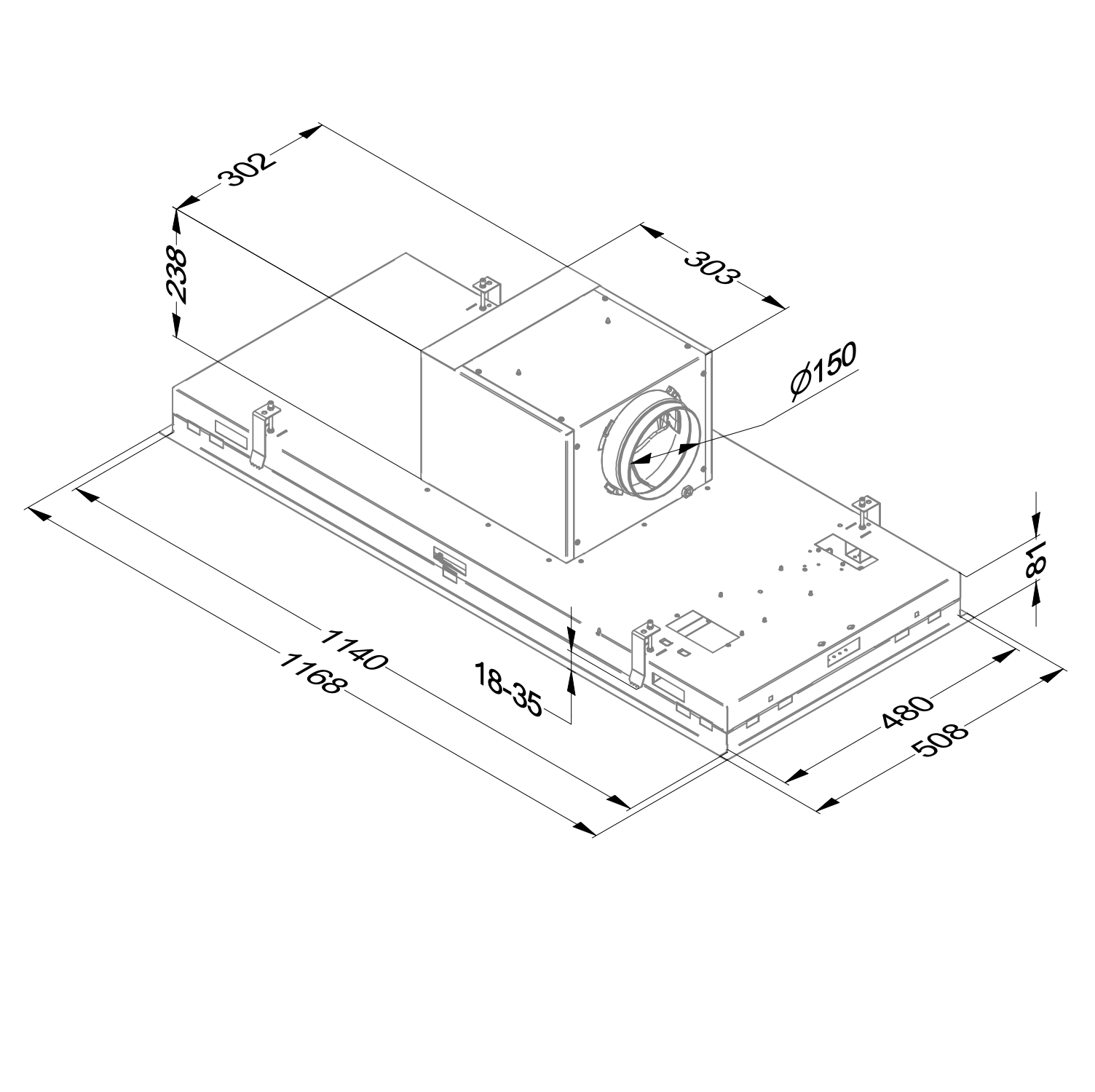 NOVY 6940 Pureline Pro hotte plafonnier - 120cm