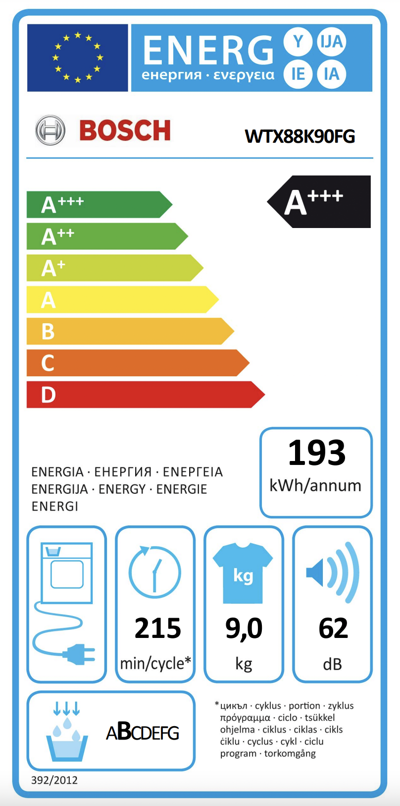 BOSCH WTX88K90FG sèche-linge - par pompe à chaleur
