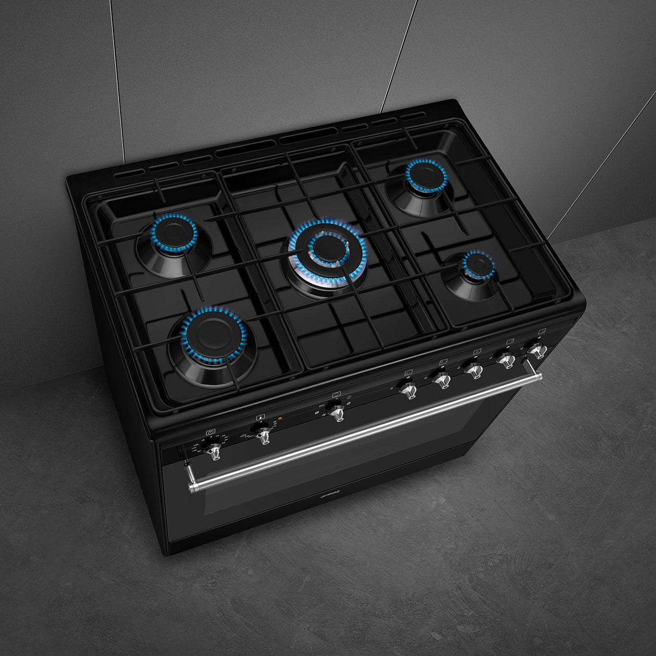 SMEG CX91GMBL cuisinière avec taque à gaz - 90cm