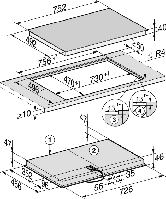 MIELE KM6523FL table de cuisson vitrocéramique - 75cm