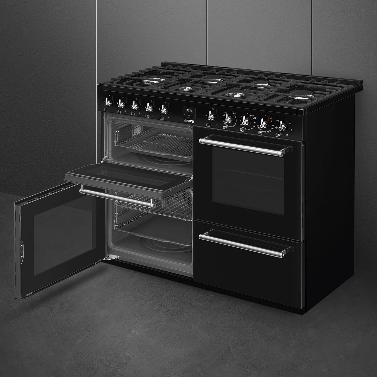 SMEG CX113GMBL cuisinière avec taque à gaz - 110cm
