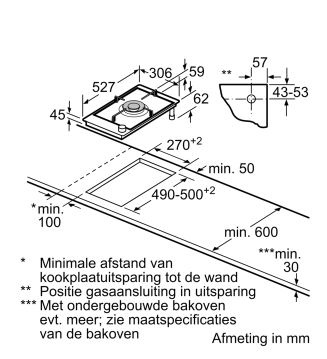 BOSCH PRA3A6I10 SERIE 8 table de cuisson au gaz - domino