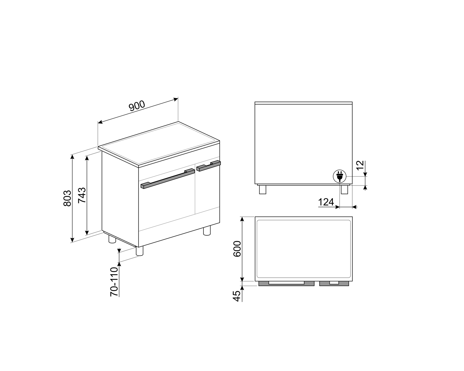 SMEG CPF92IMX cuisinière avec taque à induction - 90cm