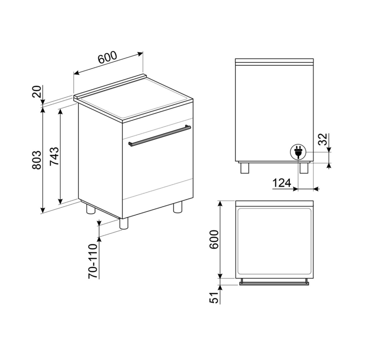 SMEG C6IPXM2 cuisinière avec taque à induction - 60cm