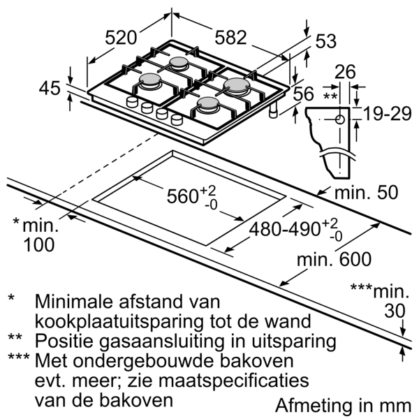 SIEMENS EG6B5PK90 IQ300 table de cuisson au gaz - 60cm