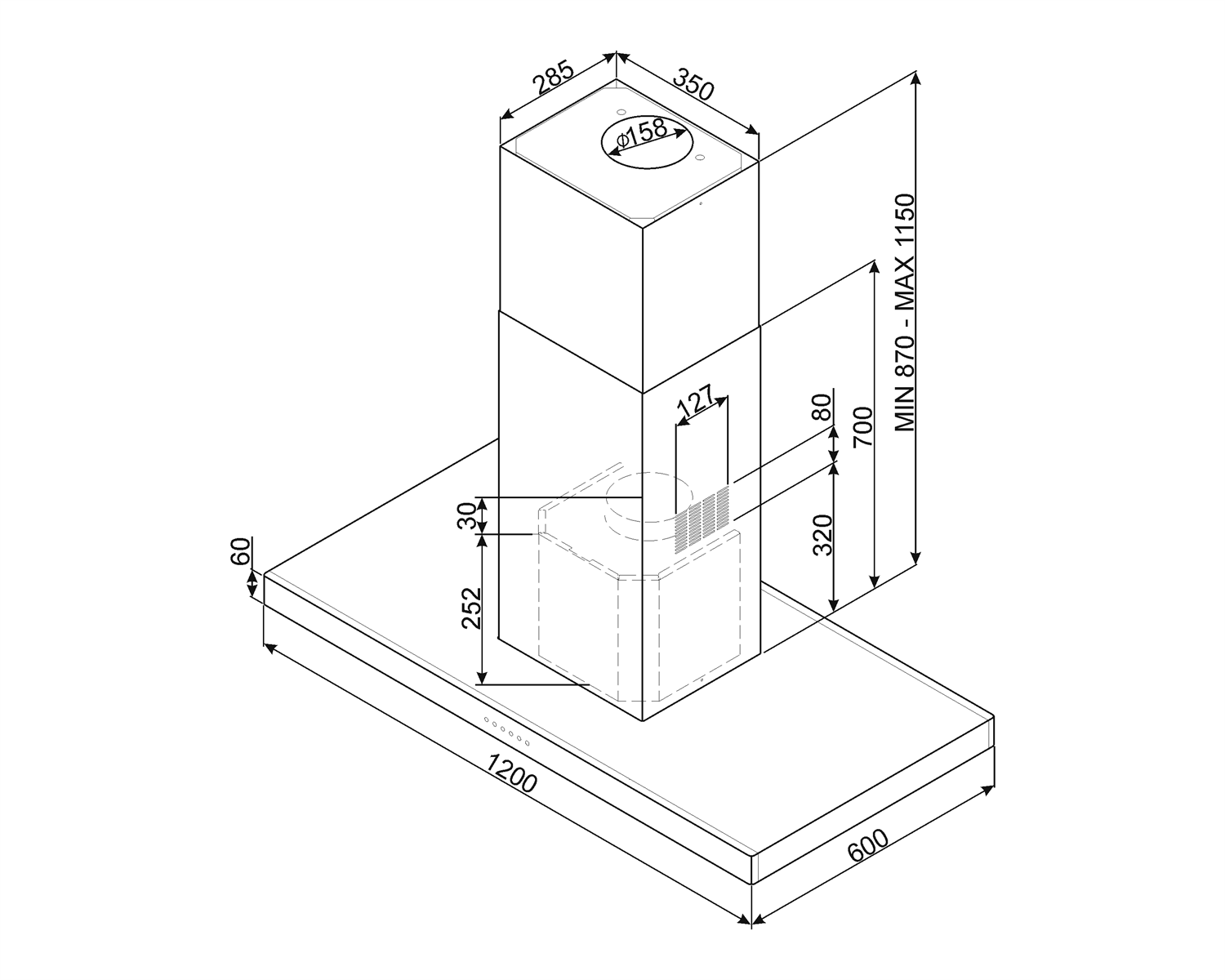 SMEG KI120XE hotte îlot - 120cm